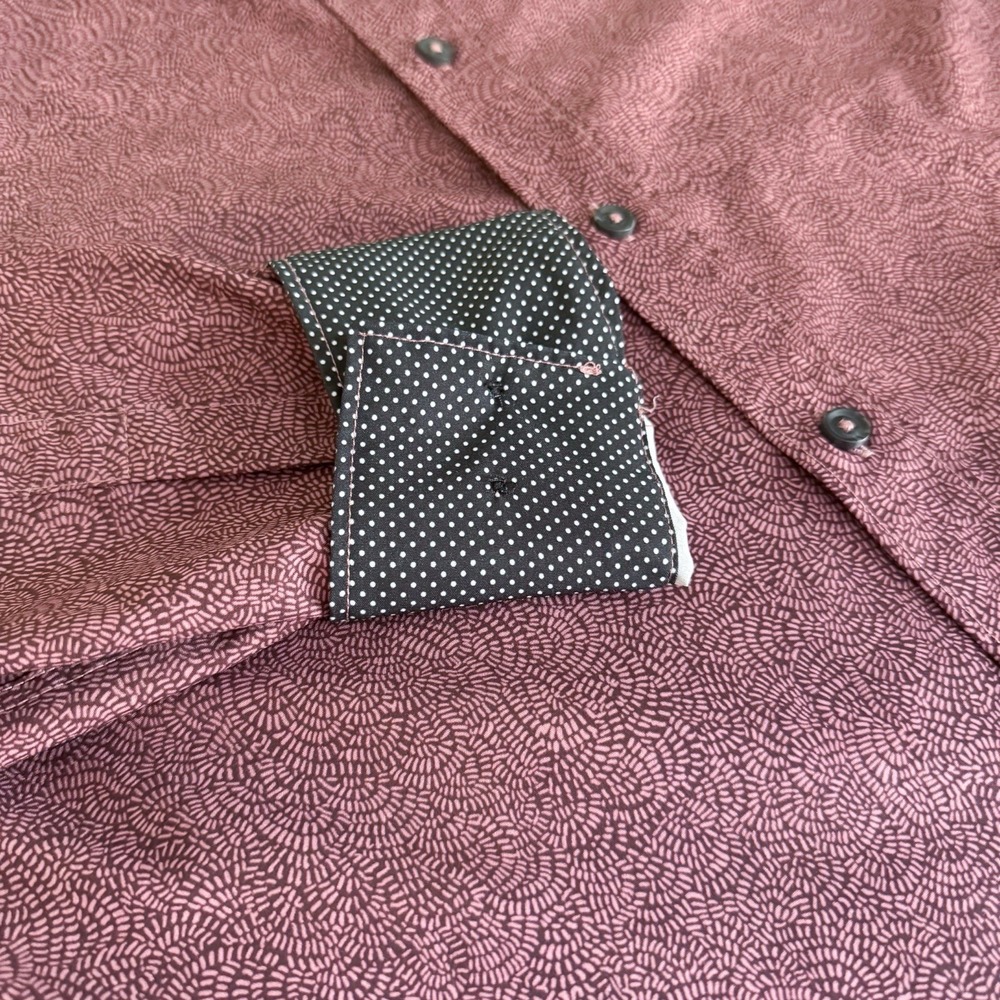 Construct Slim Fit Button Down Mens MEDIUM Long Sleeve. Maroon All Over Print - Picture 5 of 8